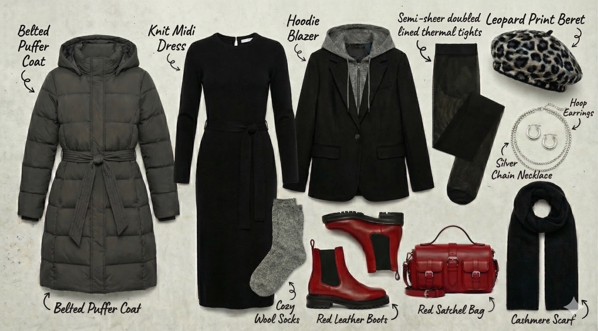 Annotated winter capsule wardrobe